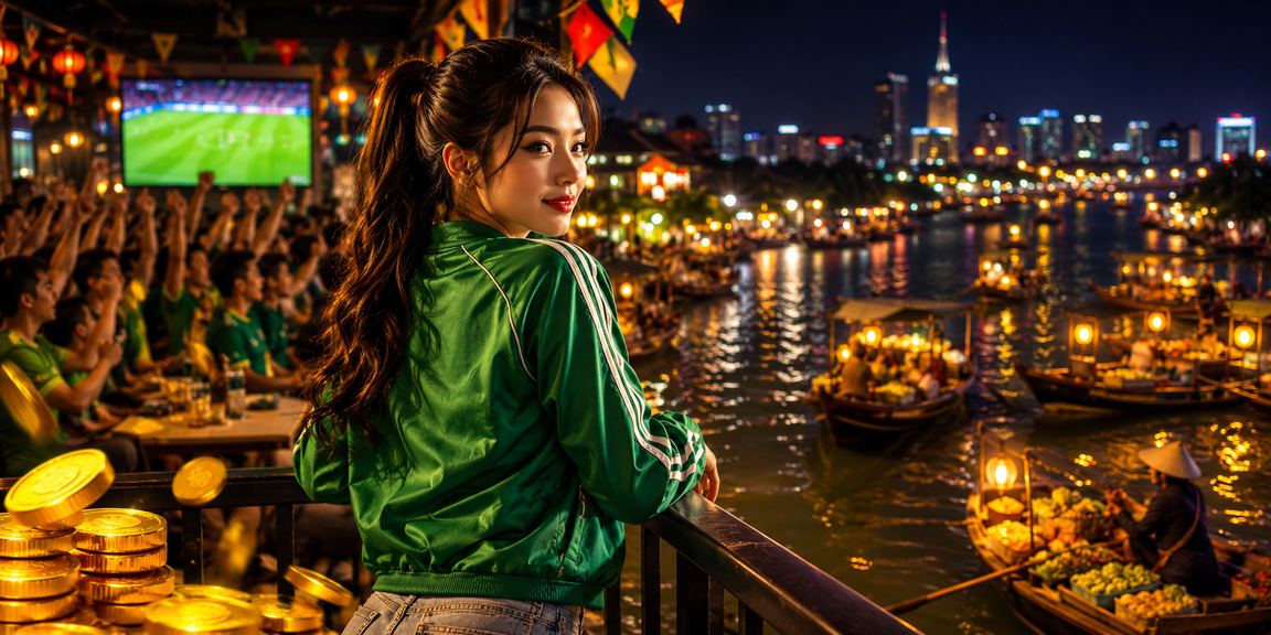 Không khí lễ hội cá cược thể thao tại Hà Nội buổi tối sôi động đầy màu sắc